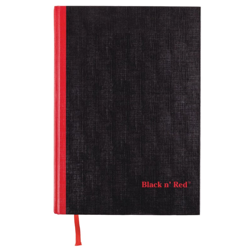 Black n' Red Notebook, Business Journal, 11-3/4"" x 8-1/4"", 96 Sheets, Ruled, Optik Paper, Hardcover, Casebound, Black (D66174) - Image 1